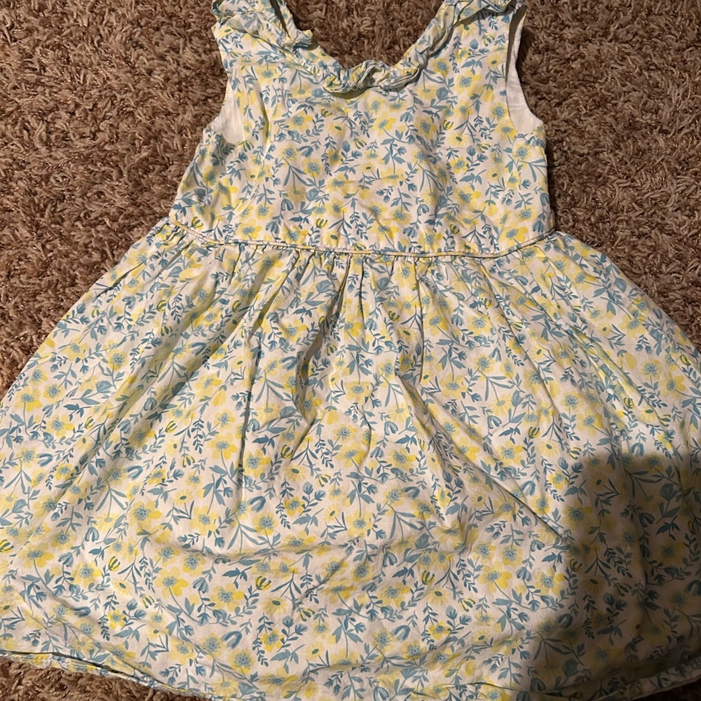 Floral Kids Dress in Blue and Yellow